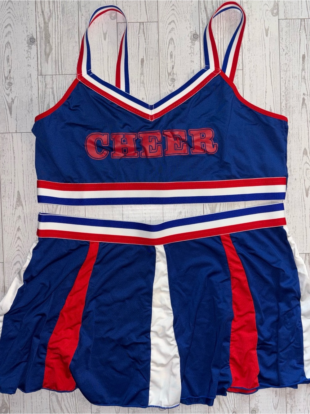Plus Size 2XL Cheerleader Costume 2-Piece Set Blue NWOT
